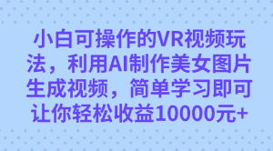 （7452期）小白可操作的VR视频玩法，利用AI制作美女图片生成视频，你轻松收益10000+-优优云创网