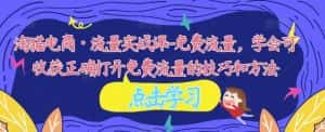 淘猫电商·流量实战课-免费流量,学会可收获正确打开免费流量的技巧和方法-优优云创网