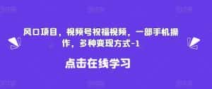 新风口项目,视频号祝福视频,一部手机操作,多种变现方式【揭秘】-优优云创网