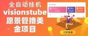外面收费几千上万的visionstube愿景管撸美金项目,单日收益30-50美金+工作室可批量多开搞-优优云创网