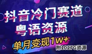 (7538期)抖音冷门赛道,粤语动画,作品制作简单,月入1w+(附1027G素材)-优优云创网