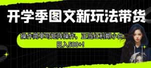 开学季图文新玩法带货,操作简单可矩阵操作,正当红利期小白日入500+!【揭秘】-优优云创网