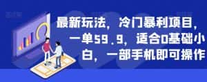 最新玩法,冷门暴利项目,一单59.9,适合0基础小白,一部手机即可操作【揭秘】-优优云创网
