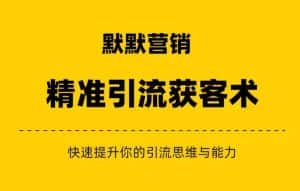 默默营销·精准引流+私域营销+逆袭赚钱(三件套)快速提升你的赚钱认知与营销思维-优优云创网