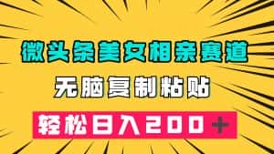 (7559期)微头条冷门美女相亲赛道,无脑复制粘贴,轻松日入200+-优优云创网