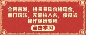 全网首发,拼多多砍价撸现金,偏门玩法,无需拉人头,傻瓜式操作保姆教程【揭秘】-优优云创网