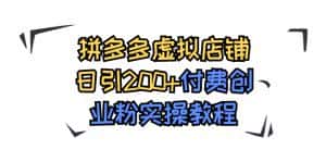 (7571期)拼多多虚拟店铺日引200+付费创业粉实操教程-优优云创网