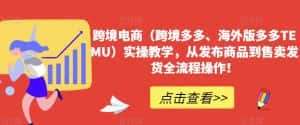 跨境电商（跨境多多、海外版多多TEMU）实操教学，从发布商品到售卖发货全流程操作！-优优云创网