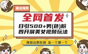 全网首发,日引500+男粉美女视频四开屏玩法,发一个爆一个【揭秘】-优优云创网