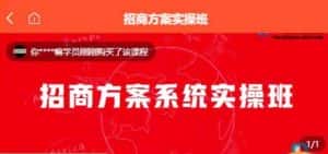 【一度招商】招商方案系统实操班 价值1980元-优优云创网