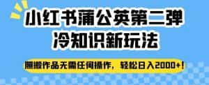 小红书蒲公英第二弹冷知识新玩法，照搬作品无需任何操作，轻松日入2000+【揭秘】-优优云创网