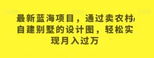 最新蓝海项目，通过卖农村自建别墅的设计图，轻松实现月入过万【揭秘】-优优云创网