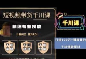短视频带货-千川专业投放课，​精细化专业投放，计划纠正，提升ROI-优优云创网