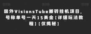 国外VisionsTube搬砖挂机项目,号称单号一天15美金【详细玩法教程】【仅揭秘】-优优云创网