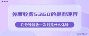 外面收费5360的暴利项目,几分钟就收一次钱是什么体验,附素材【揭秘】-优优云创网