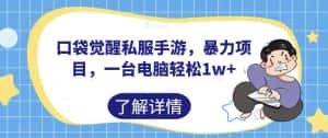 口袋觉醒私服手游,暴力项目,一台电脑轻松1w+【揭秘】-优优云创网