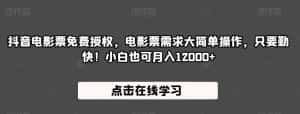 抖音电影票免费授权,电影票需求大简单操作,只要勤快!小白也可月入12000+【揭秘】-优优云创网