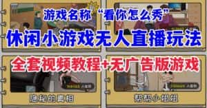 抖音爆火的休闲小游戏“看你怎么秀”无人直播玩法【含全套开播教程+无广告版游戏+工具软件】-优优云创网