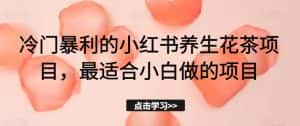 冷门暴利的小红书养生花茶项目,最适合小白做的项目【揭秘】-优优云创网
