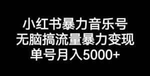小红书暴力音乐号，无脑搞流量暴力变现，单号月入5000+-优优云创网