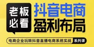 老板必看-抖音电商盈利布局，公开揭秘抖音电商全域布局打法-优优云创网
