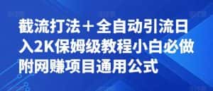 截流打法＋全自动引流日入2K保姆级教程小白必做，附项目通用公式【揭秘】-优优云创网