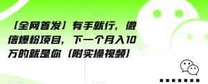 【全网首发】有手就行,微信爆粉项目,下一个月入10万的就是你(附实操视频)【揭秘】-优优云创网