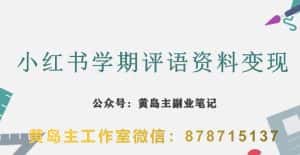 副业拆解:小红书学期评语资料变现项目,视频版一条龙实操玩法分享给你-优优云创网