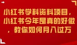 小红书学科资料项目,小红书今年是真的好做,教你如何月入过万【揭秘】-优优云创网