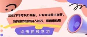 2023下半年风口项目,公众号流量主搬砖,矩阵操作轻松月入过万,保姆级教程-优优云创网