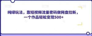 纯绿玩法,靠短视频流量密码做网盘拉新,一个作品轻松变现500+【揭秘】-优优云创网