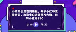 小红书引流培训课程,共享小红书流量密码,改造小白逆袭百万大咖,玩转小红书SEO-优优云创网