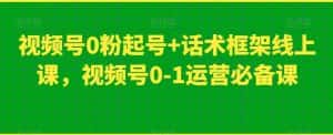 视频号0粉起号+话术框架线上课,视频号0-1运营必备课-优优云创网