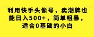 利用快手头像号，卖潮牌也能日入500+，简单粗暴，适合0基础的小白【揭秘】-优优云创网
