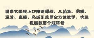 国学玄学线上IP陪跑课程,从拍摄、剪辑、运营、直播、私域引流等全方位教学,快速发展数百个矩阵号-优优云创网