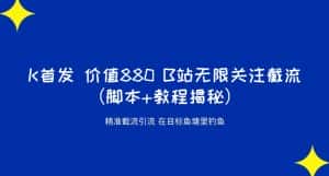 K首发价值880 B站无限关注截流精准引流（脚本+教程揭秘）-优优云创网