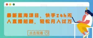 最新蓝海项目,快手24h无人直播短剧,轻松月入过万【揭秘】-优优云创网