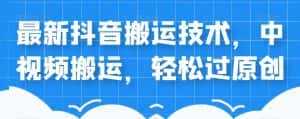 外卖598元的最新抖音搬运技术，中视频搬运，轻松过原创-优优云创网