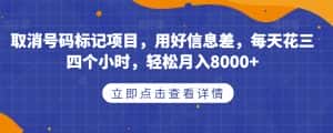 取消号码标记项目,用好信息差,每天花三四个小时,轻松月入8000+【揭秘】-优优云创网