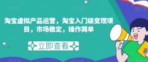 淘宝虚拟产品运营,淘宝入门级变现项目,市场稳定,操作简单-优优云创网