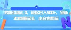 男粉引流2.0,轻松日入500+,全新3D图册玩法,小白也能玩【揭秘】-优优云创网