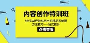 内容创作·特训班:5年实战经验总结出的精品系统课方法技巧·一站式提升-优优云创网