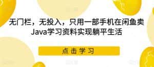 无门栏,无投入,只用一部手机在闲鱼卖Java学习资料实现躺平生活【揭秘】-优优云创网