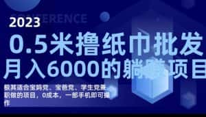 2023最新0.5米撸纸巾批发,月入6000的躺赚项目,0成本,一部手机即可操作-优优云创网