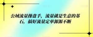 公域流量操盘手，流量就是生意的基石，搞好流量定单源源不断-优优云创网