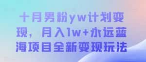 十月男粉yw计划变现,月入1w+永远蓝海项目全新变现玩法【揭秘】-优优云创网