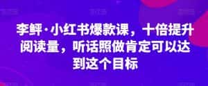 李鲆·小红书爆款课,十倍提升阅读量,听话照做肯定可以达到这个目标-优优云创网