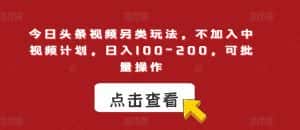 今日头条视频另类玩法，不加入中视频计划，日入100-200，可批量操作【揭秘】-优优云创网