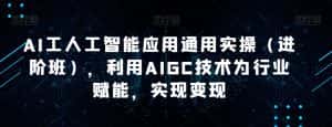 AI工人工智能应用通用实操(进阶班),利用AIGC技术为行业赋能,实现变现-优优云创网