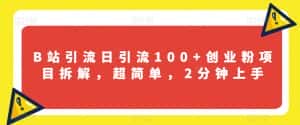 B站引流日引流100+创业粉项目拆解，超简单，2分钟上手【揭秘】-优优云创网